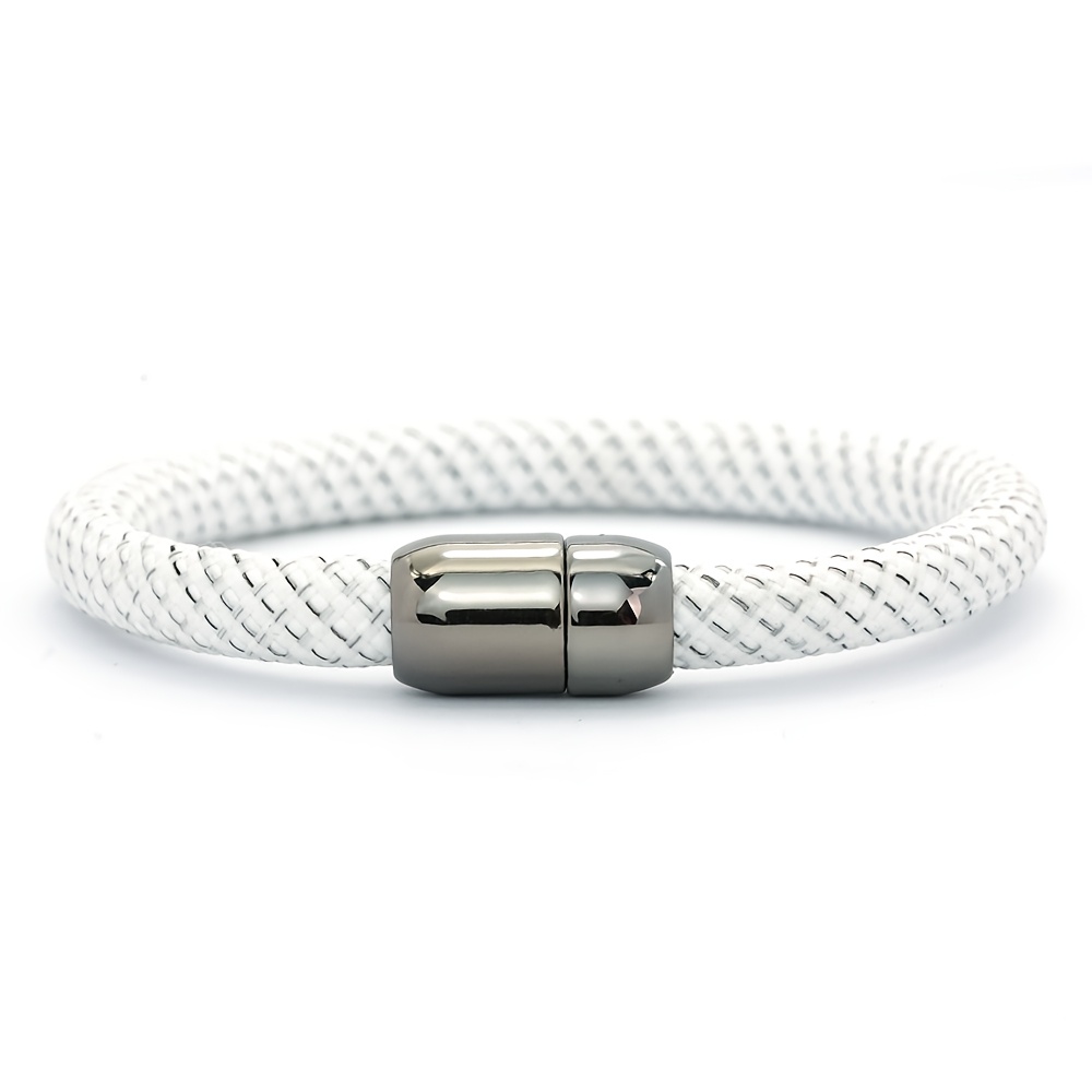 Men's 8mm Wide Rope Bracelet with Black Magnetic Clasp